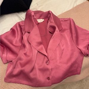 Cropped Silk Button Up Shirt